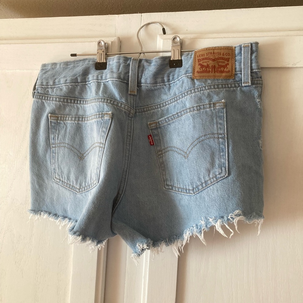 Levi's Blue Distressed Jean Superlow Shorts - Picture 4 of 6